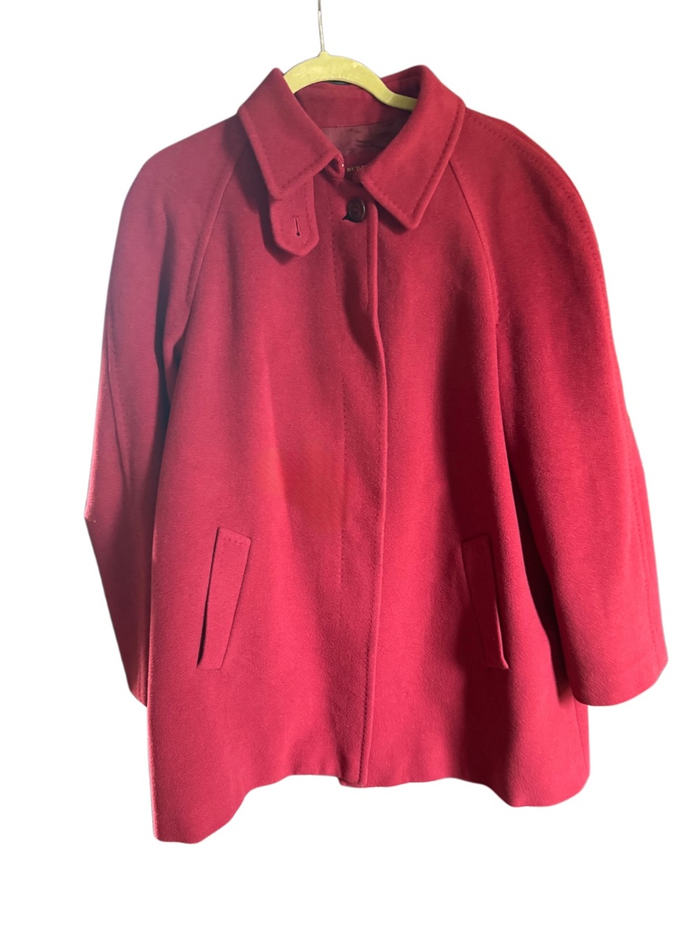 Burberry Red Wool Belted Pea Coat